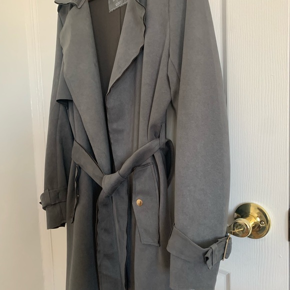 Black Label Couture Love for Humanity
Couture Grey Suede Trench Coat - Picture 3 of 10